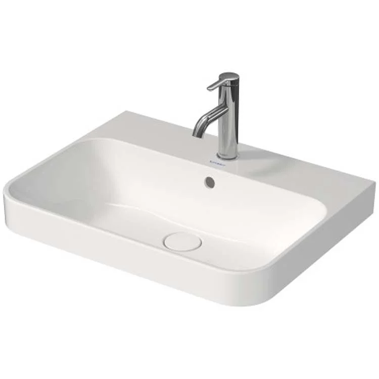 Lavatory Sink Happy D.2 Plus Above Counter with Overflow & WonderGliss Surface Treatment 18-1/8 x 23-5/8 Inch Rectangle White/Anthracite Matte