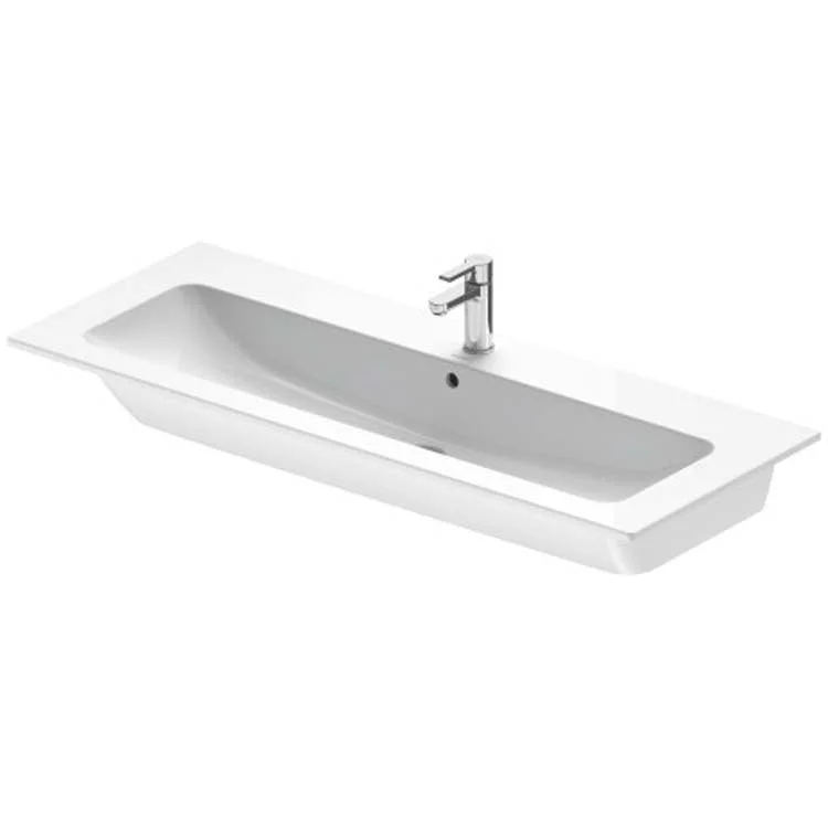 Lavatory Sink ME by Starck Wall Mount with Overflow & WonderGliss Surface Treatment 48-3/8 x 19-1/4 Inch Rectangle White