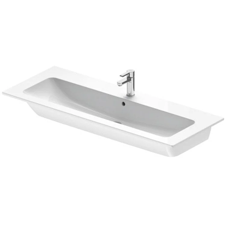 Lavatory Sink ME by Starck Wall Mount with Overflow 19-1/4 x 48-3/8 Inch 7-7/8 Inch Spread Rectangle White Satin Matte