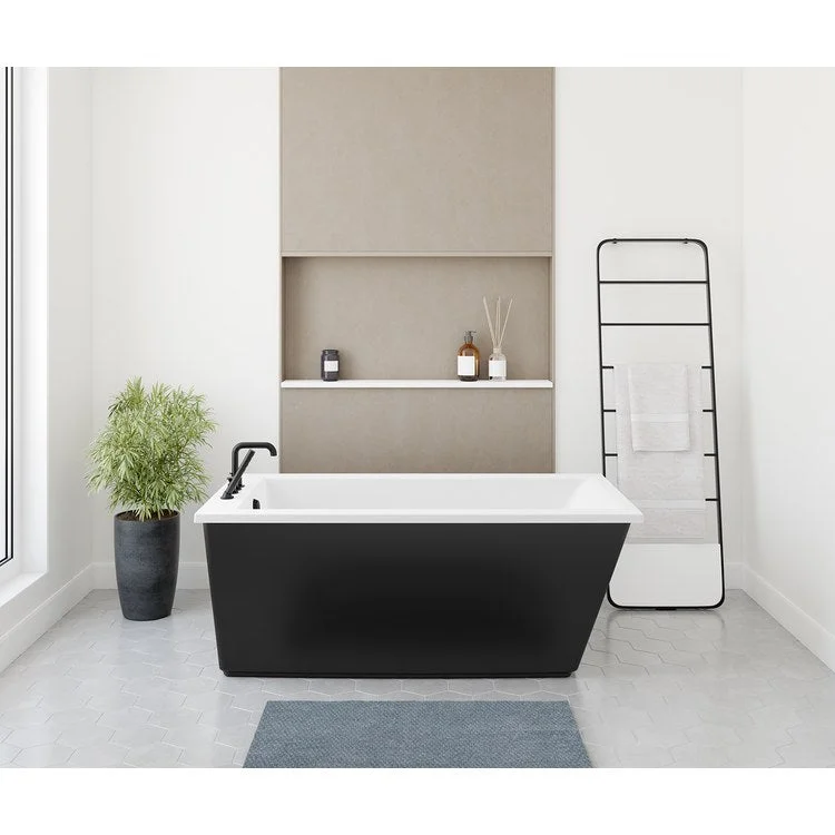 Freestanding Tub Elinor 60 x 32 x 23 Inch 2 Piece End Drain Black Rectangular