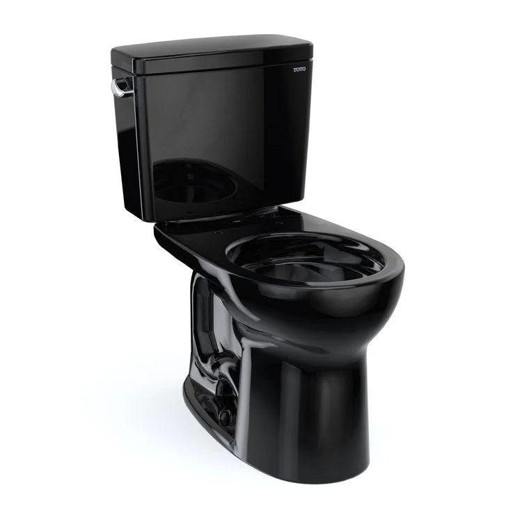 Toilet Drake 2 Pieces Universal Height Ebony Round Front ADA 30-1/8 Inch 1.6 Gallons per Flush Left Hand Chrome Less Seat