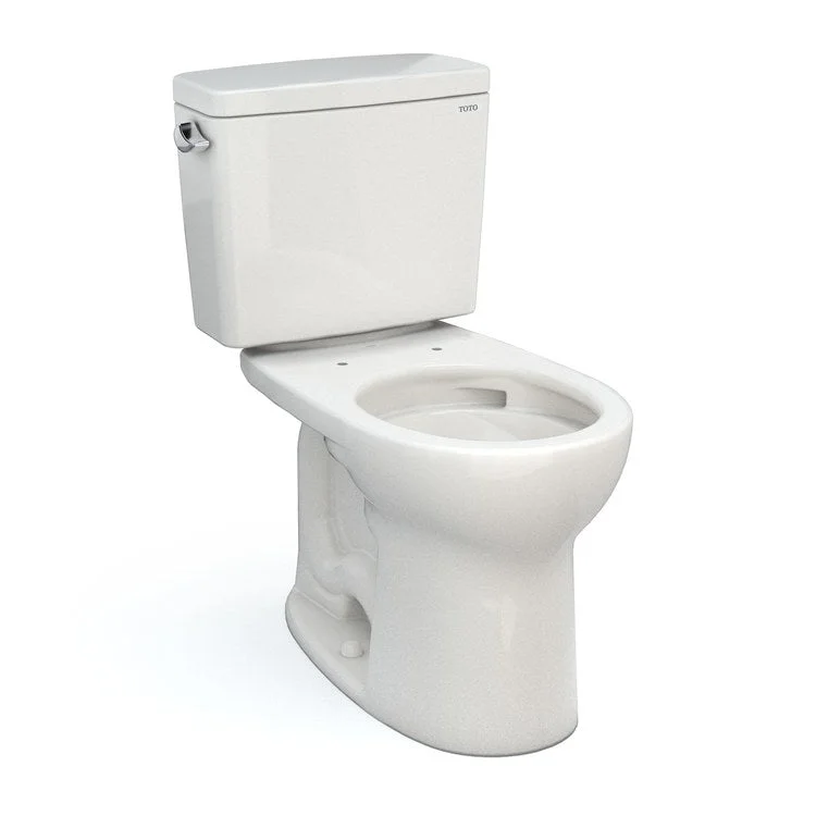 Toilet Drake 2 Pieces Universal Height Bone Round Front ADA 30-1/8 Inch 1.6 Gallons per Flush Left Hand Chrome Less Seat