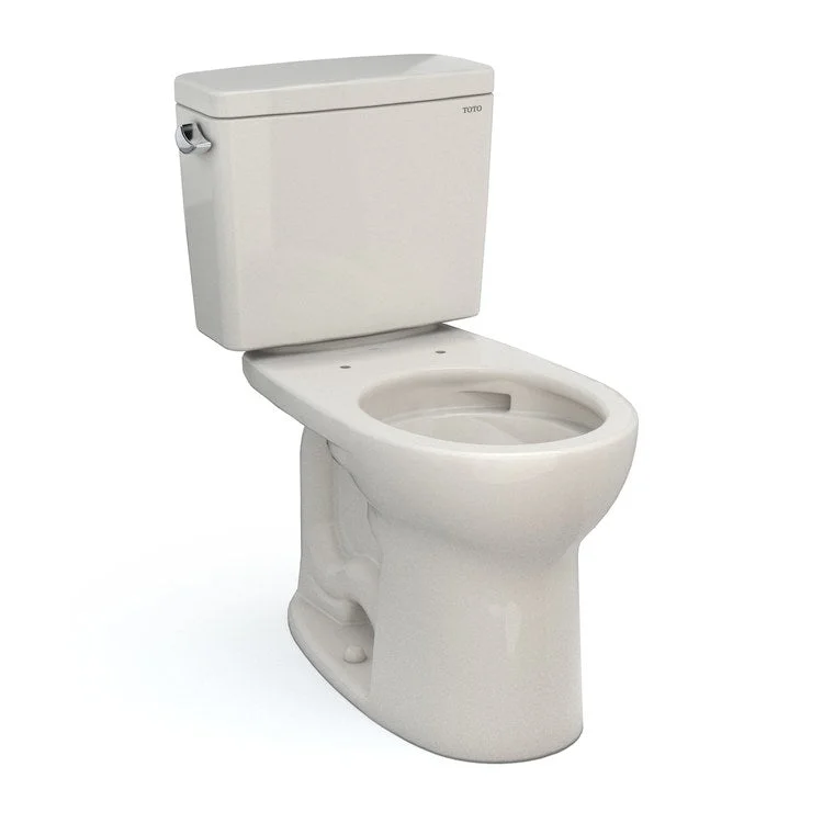 Toilet Drake 2 Pieces Universal Height Sedona Beige Round Front ADA 30-1/8 Inch 1.6 Gallons per Flush Left Hand Chrome Less Seat