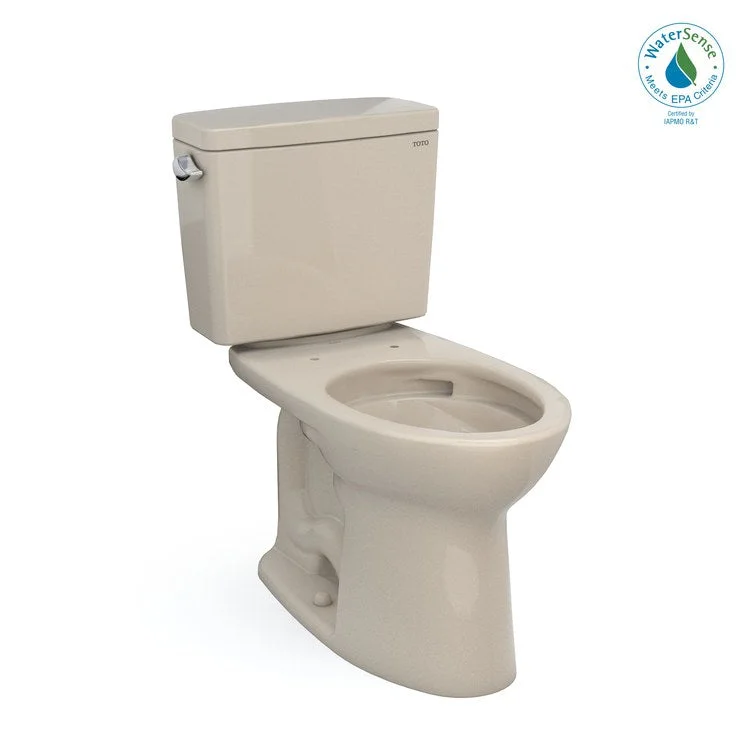 Toilet Drake 2 Pieces Universal Height Bone Elongated ADA 30-1/8 Inch 1.28 Gallons per Flush Left Hand Chrome Less Seat