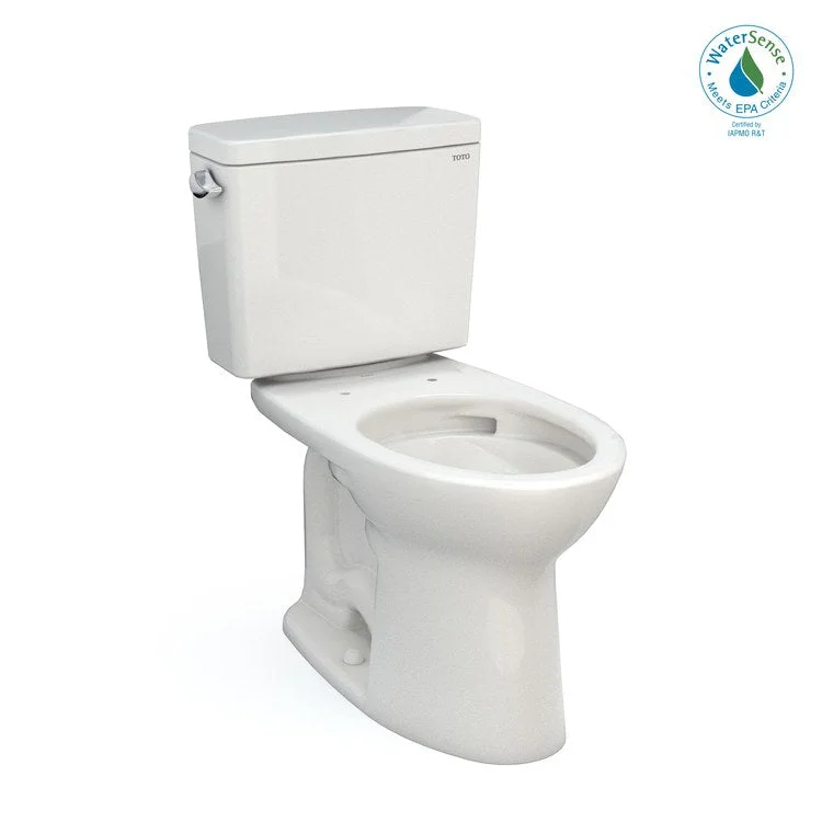 Toilet Drake 2 Pieces Universal Height Colonial White Elongated ADA 30-1/8 Inch 1.28 Gallons per Flush Left Hand Chrome Less Seat