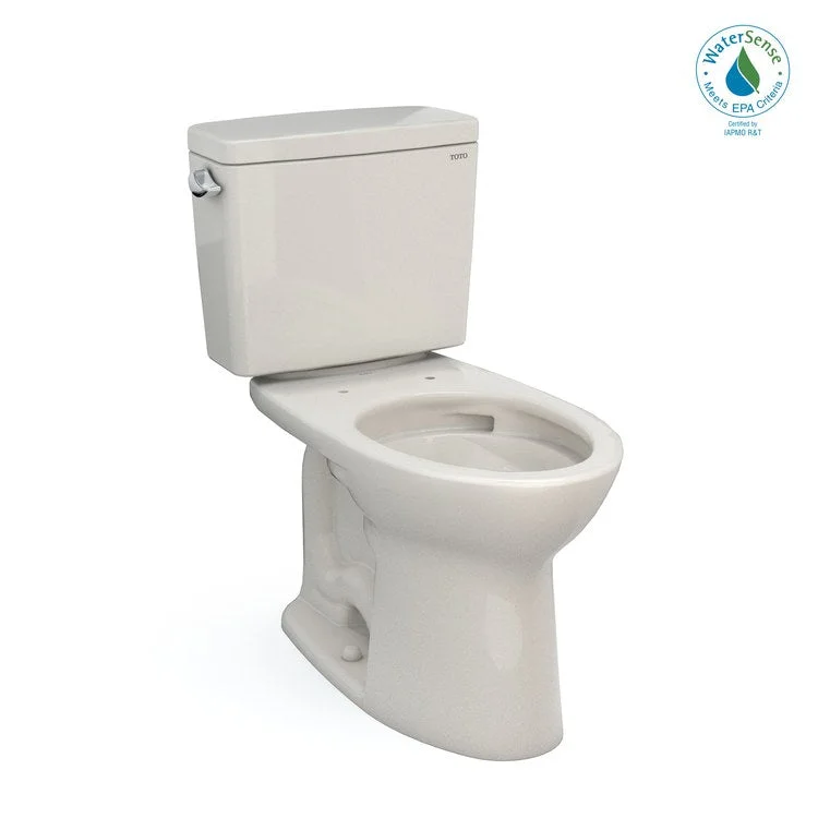 Toilet Drake 2 Pieces Universal Height Sedona Beige Elongated ADA 30-1/8 Inch 1.28 Gallons per Flush Left Hand Chrome Less Seat