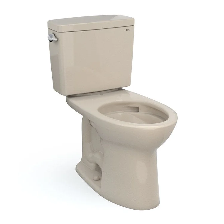 Toilet Drake 2 Pieces Universal Height Bone Elongated ADA 30-1/8 Inch 1.6 Gallons per Flush Left Hand Chrome Less Seat