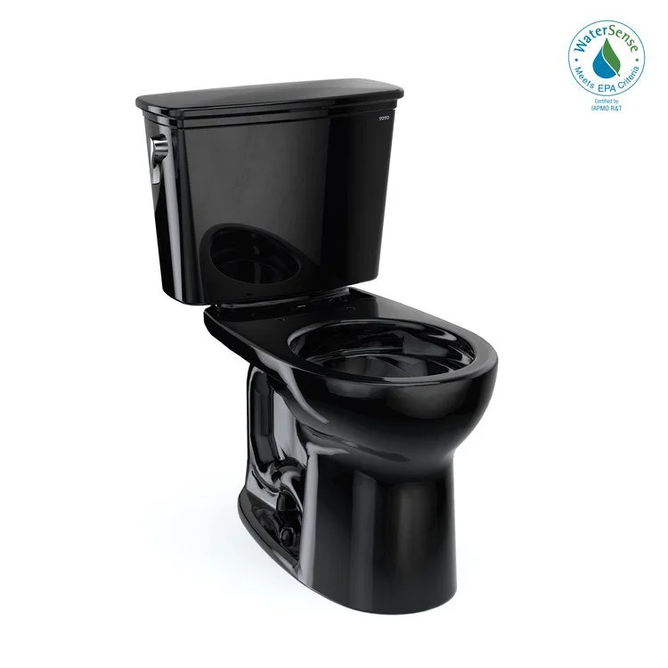 Toilet Drake 2 Pieces Transitional Universal Height Ebony Round Front ADA 30-11/16 Inch 1.28 Gallons per Flush Left Hand Chrome Less Seat