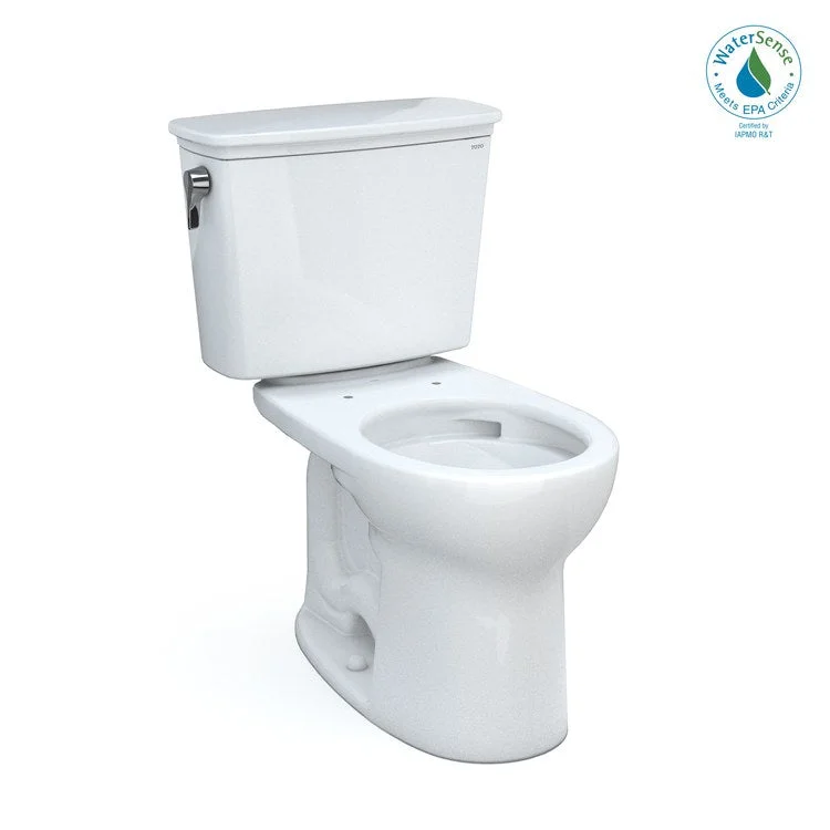 Toilet Drake 2 Pieces Transitional Universal Height Cotton Round Front ADA 30-11/16 Inch 1.28 Gallons per Flush Left Hand Chrome Less Seat