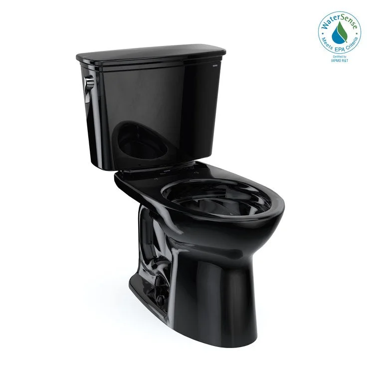 Toilet Drake 2 Pieces Transitional Ebony Elongated ADA 30-1/8 Inch 1.28 Gallons per Flush Left Hand Chrome Less Seat