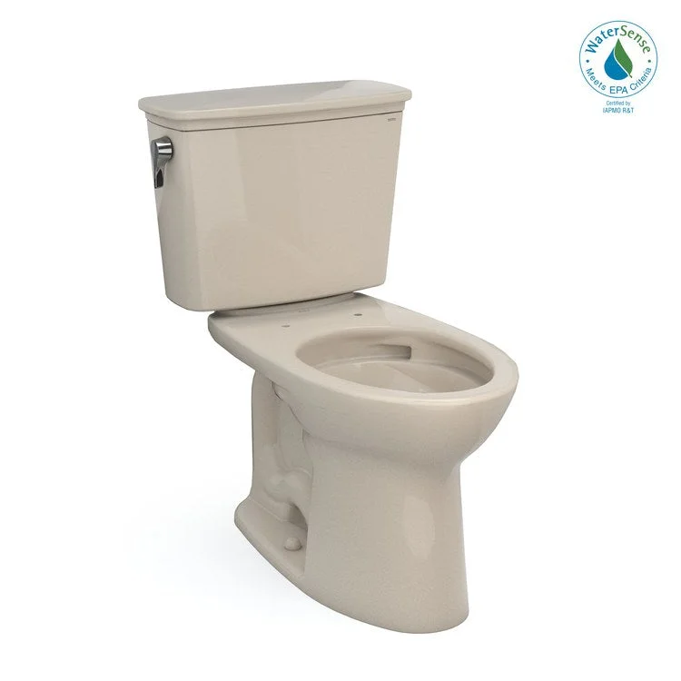 Toilet Drake 2 Pieces Transitional Universal Height Bone Elongated ADA 30-11/16 Inch 1.28 Gallons per Flush Left Hand Chrome Less Seat