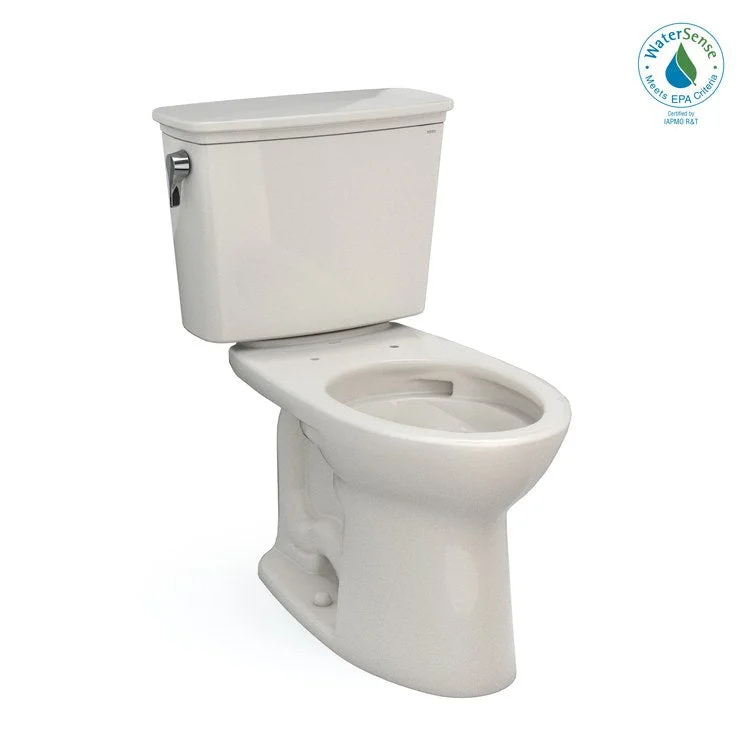 Toilet Drake 2 Pieces Transitional Universal Height Sedona Beige Elongated ADA 30-11/16 Inch 1.28 Gallons per Flush Left Hand Chrome Less Seat