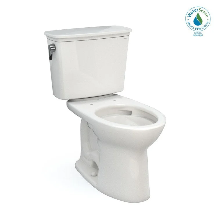 Toilet Drake 2 Pieces Transitional Colonial White Elongated 30-1/8 Inch 1.28 Gallons per Flush Left Hand Chrome Less Seat