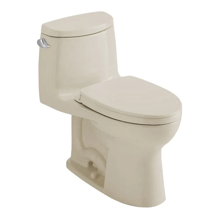 Toilet UltraMax II 1 Pieces Universal Height Ultra High Efficiency Bone Elongated ADA 28-3/4 Inch 1.0 Gallons per Flush Left Hand Chrome Soft Close