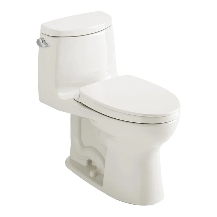 Toilet UltraMax II 1 Pieces Universal Height Ultra High Efficiency Colonial White Elongated ADA 28-3/4 Inch 1.0 Gallons per Flush Left Hand Chrome Soft Close