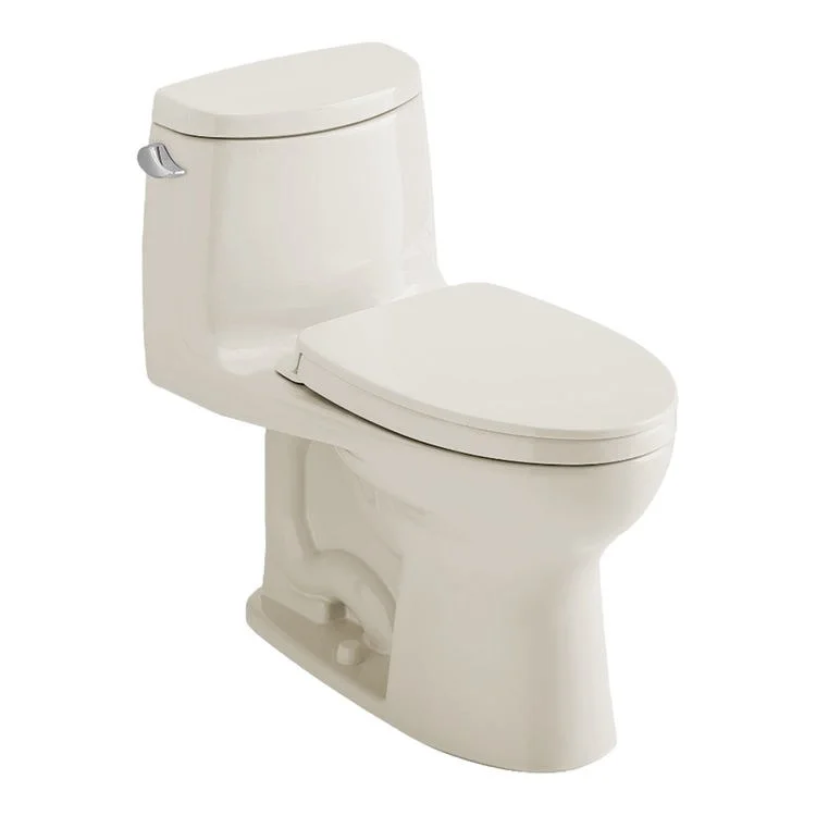 Toilet UltraMax II 1 Pieces Universal Height Ultra High Efficiency Sedona Beige Elongated ADA 28-3/4 Inch 1.0 Gallons per Flush Left Hand Chrome Soft Close