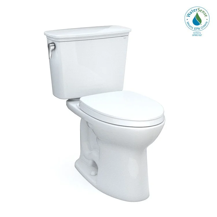 Toilet Drake 2 Pieces Cotton Elongated 29 Inch 1.28 Gallons per Flush Left Hand Chrome Soft Close